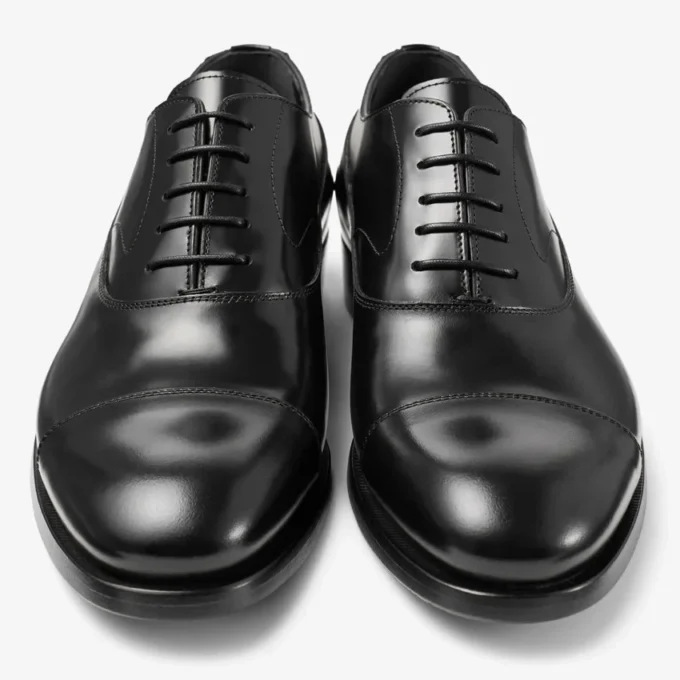 Vine Lace Up Black Smooth Calf Leather Lace up Shoes