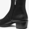 Wilder Boot Black Calf Leather Ankle Boots with Metal Detail