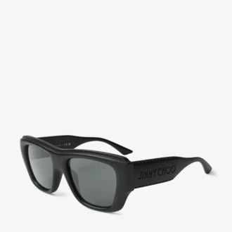 Yani Matte Black Rectangular Sunglasses