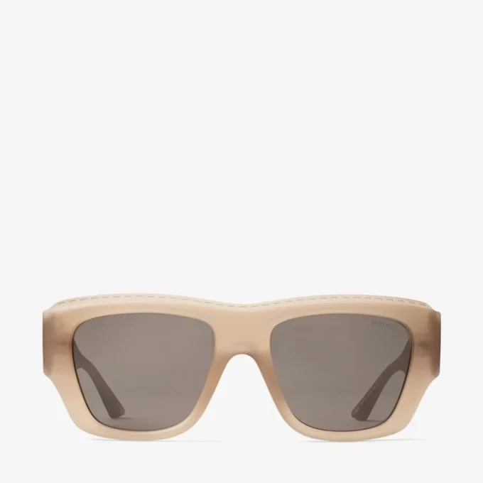 Yani Matte Transparent Tan Rectangular Sunglasses