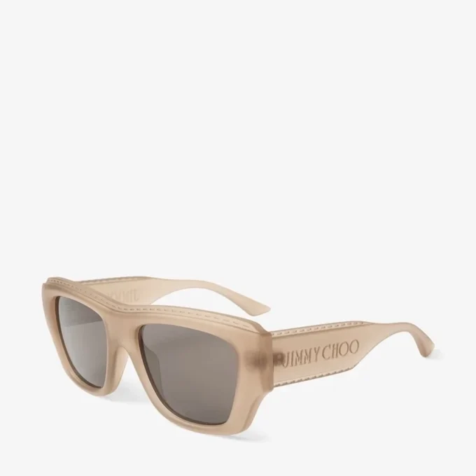Yani Matte Transparent Tan Rectangular Sunglasses