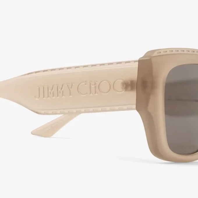 Yani Matte Transparent Tan Rectangular Sunglasses
