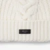 Yuki Cable Latte Cable Knit Beanie with Leather Logo Tag