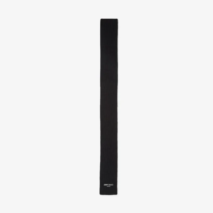 Yukiko Black Cashwool Knit Scarf