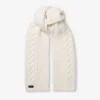 Yukiko Cable Latte Cable Knit Scarf with Leather Logo Tag