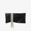 Zandra Black Vintage Metallic Leather Clutch Bag