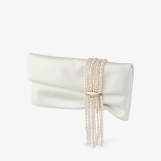 Zandra Ivory Satin Clutch Bag