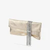 Zandra Platinum Vintage Metallic Leather Clutch Bag