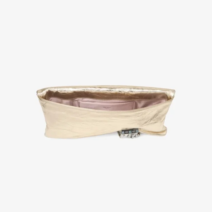 Zandra Platinum Vintage Metallic Leather Clutch Bag
