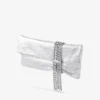 Zandra Silver Vintage Metallic Leather Clutch Bag