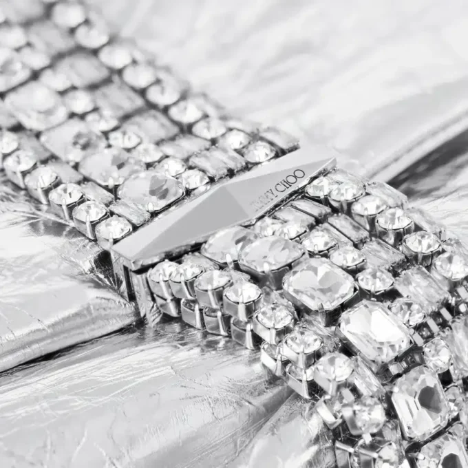 Zandra Silver Vintage Metallic Leather Clutch Bag