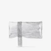 Zandra Silver Vintage Metallic Leather Clutch Bag