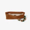 Zandra Tan Suede Clutch Bag with Beaded Bracelet