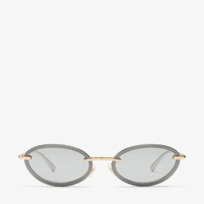 Zina Pale Gold Oval Sunglasses