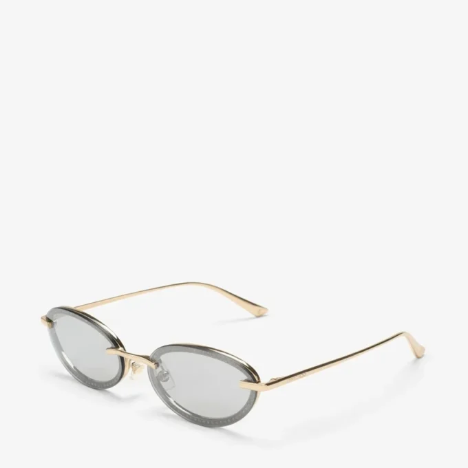 Zina Pale Gold Oval Sunglasses