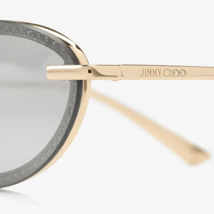 Zina Pale Gold Oval Sunglasses