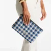 Zipped Flat Pouch Marine Mix and Ecru Gingham Raffia Zipped Pouch