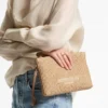 Zipped Flat Pouch Natural and Latte Raffia Zipped Pouch