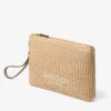 Zipped Flat Pouch Natural and Latte Raffia Zipped Pouch