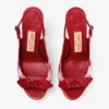 Ziva 120 Ruby Red Mix Gingham Cotton Platform Sandals with Bow